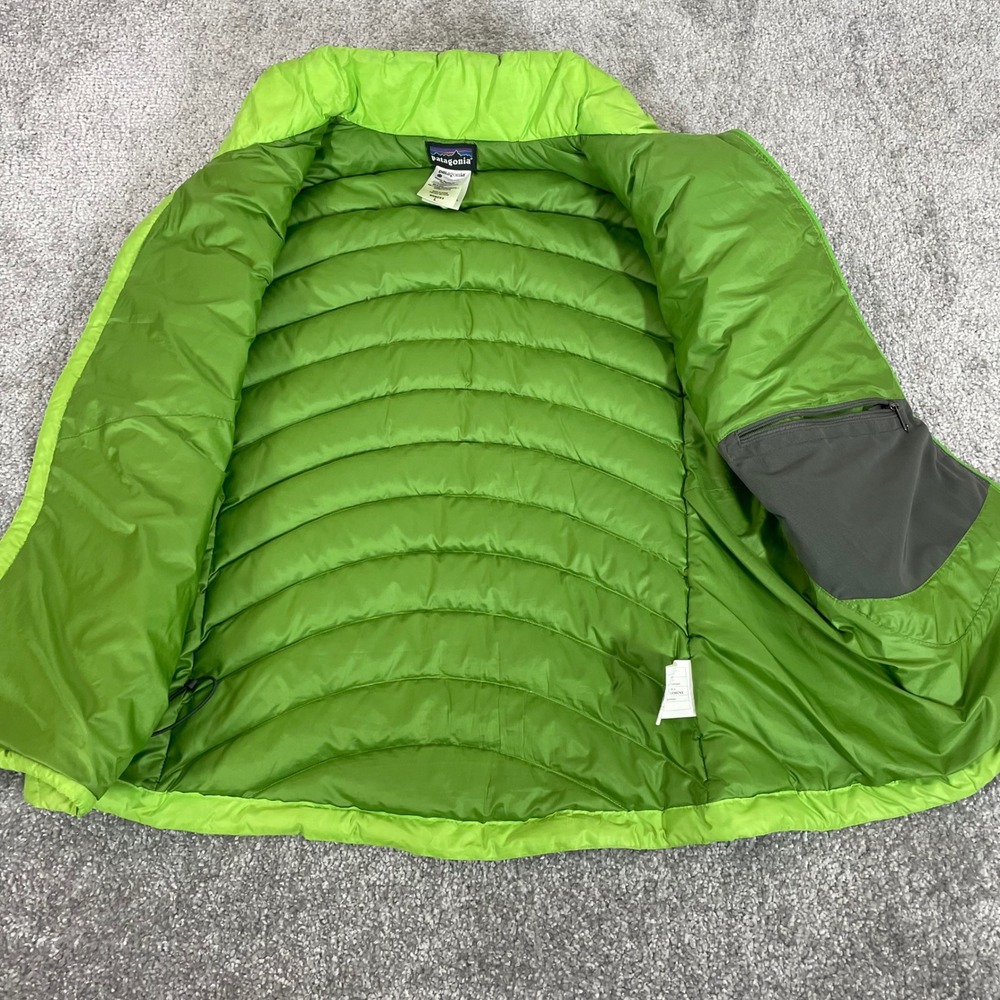 Patagonia Down Puffer Vest Womens Large Lime Green Full Zip Down Sweater Vest - Picture 3 of 13